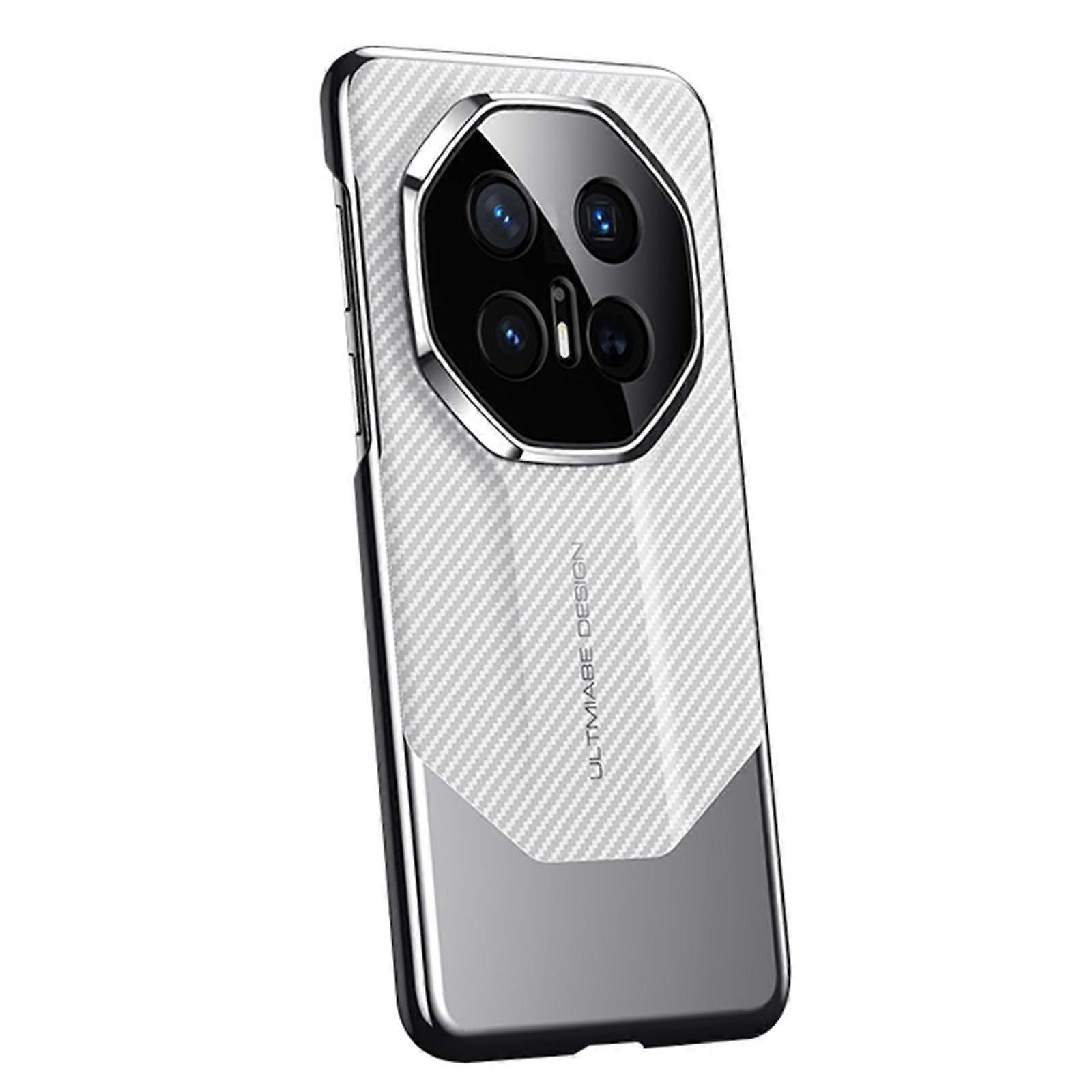 White Carbon Fiber Texture Shockproof Slim Full Camera Protection Case for Huawei Mate 70 Pro Plus