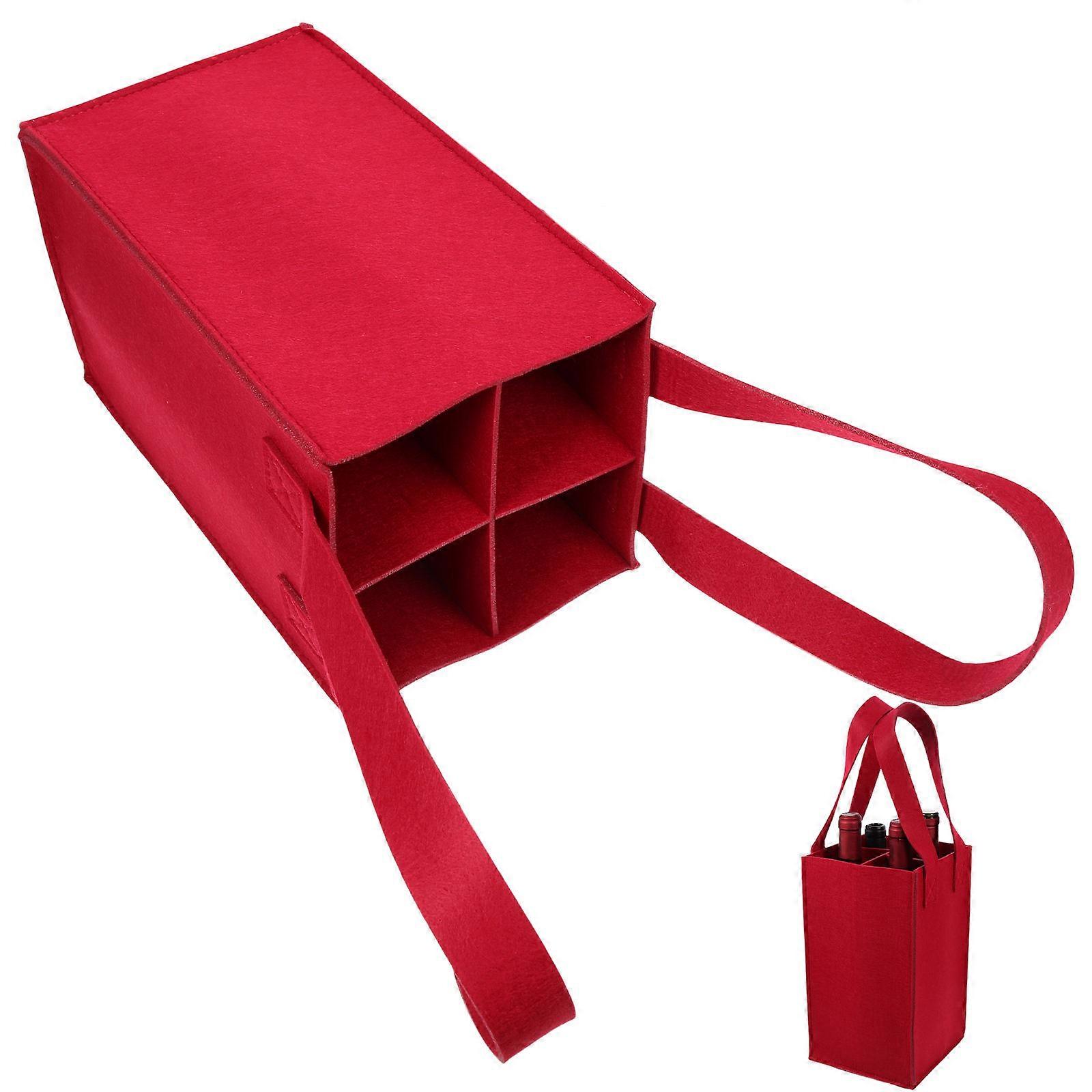 Red Divided Carrying Bag for Storage 2Pcs Felt Bag