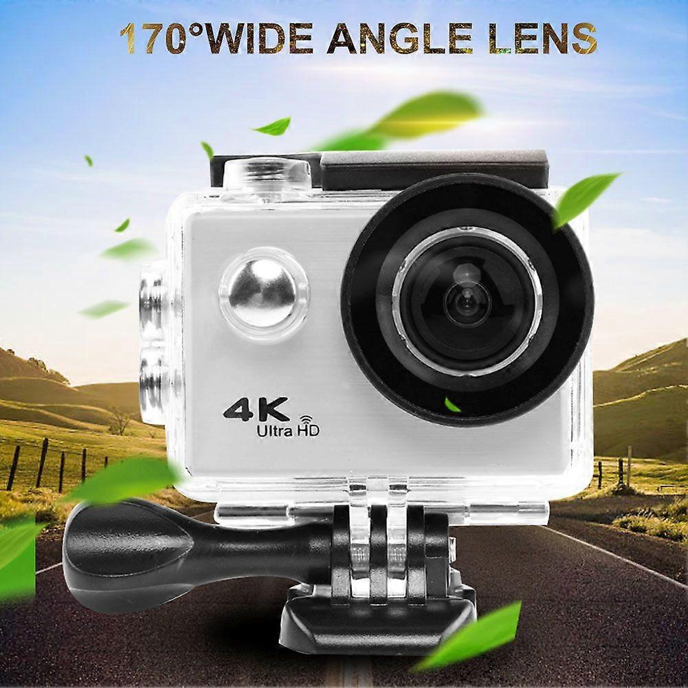 4K 170 Wide Angle WiFi Waterproof Anti Shake Action Camera Controller Kit (Silver)