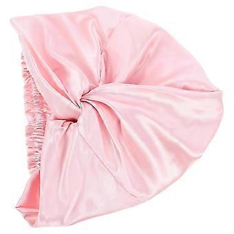 Silk Hair Wrap Imitation Silk Sleep Cap for Sleeping Hair Use Pink Cap