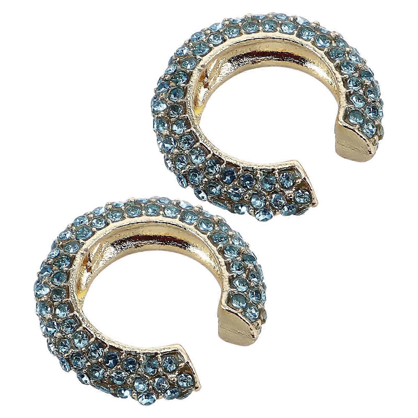 Sky- Rhinestone Ear Clip C-Shaped Earrings with 2Pcs Set