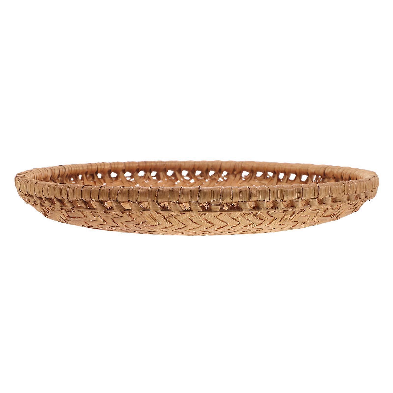 Light Brown Serving Tray Round for Bread and Fruit