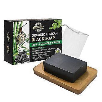 120g Natural Snail Bamboo Charcoal Black Soap for Body Cleansing & Skin Softening