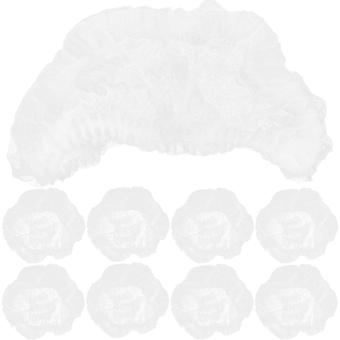 Elastic Disposable Caps for Head Wearing 100Pcs White Non-Woven Fabric Shower Use