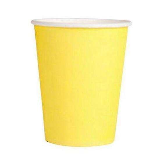 20 Paper Cups (9oz) - Plain Solid Colours Birthday Party Tableware Catering(yellow)