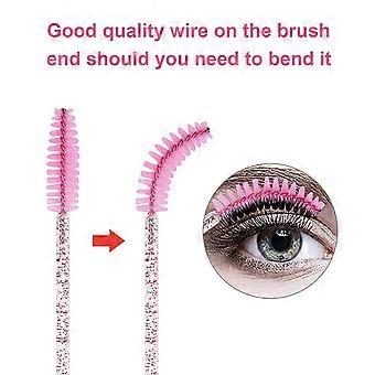 100PCS Disposable Eyelash Brush, Mascara Wands Makeup Brushes Applicators Kits for Eyelash Extensions and Eyebrow Brush with Container (Light Pink)