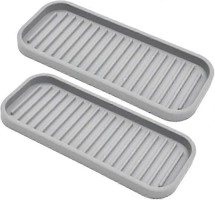 2-pack silicone sponge holders for kitchen sinks, light gray.