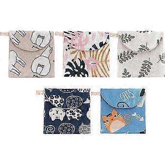 Menstrual Pad Bag Period Pouch for Storage 5Pcs Decorative Design