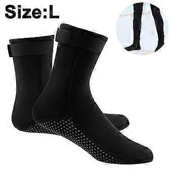 Neoprene Diving Socks 3mm Ultra Premium Water Fin Socks Snorkeling Socks With Adjustable Straps, Black, L-hy