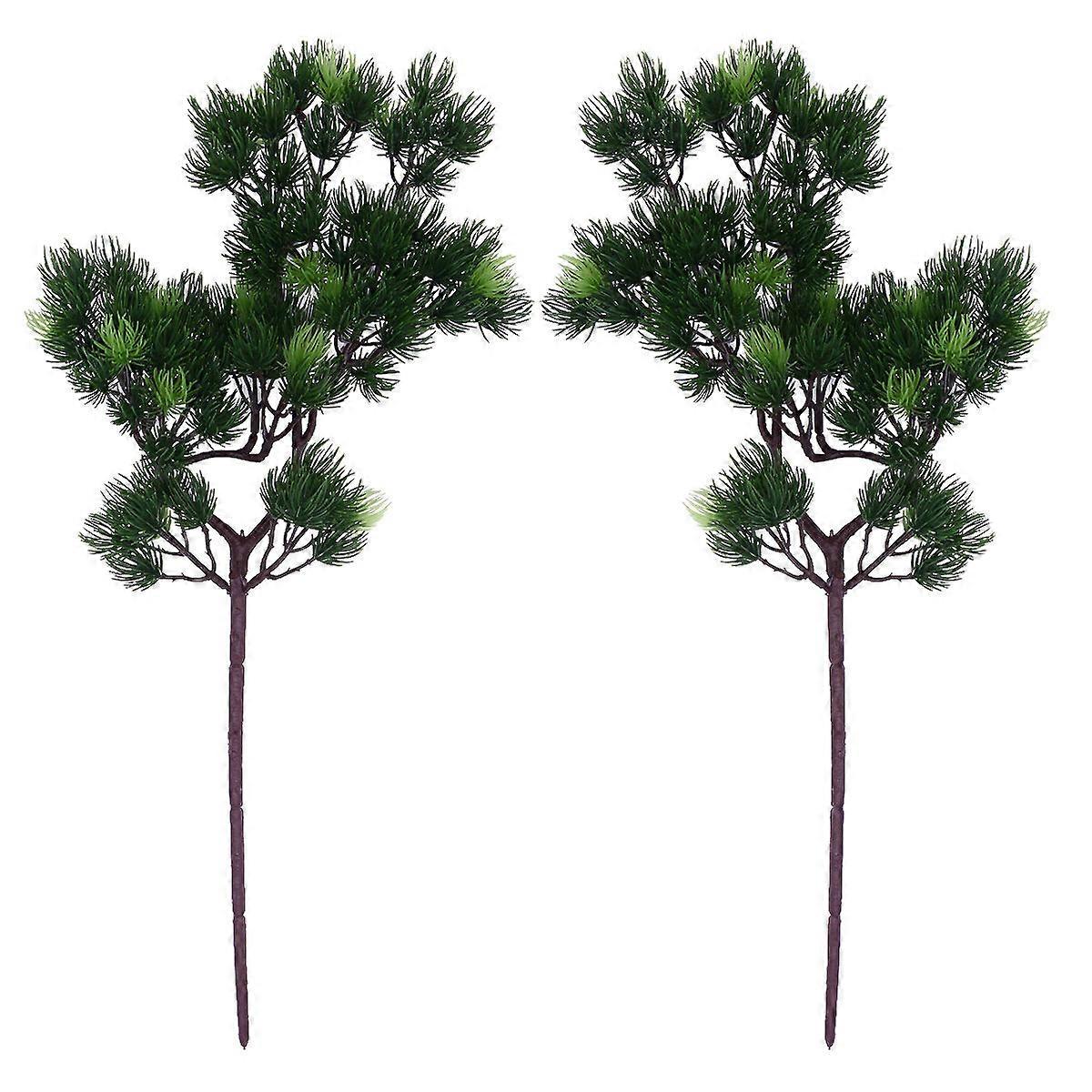 2Pcs Artificial Pine Branches for Decoration Use Green Plastic Material