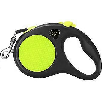 Hundinfällbart koppel med nylonhölje för hund upp till 77 lbs; 16 fot polyestertejp; Eagle Mouth Bionics Design reputlopp och trasselfritt; (Grön