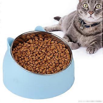 15 Grad geneigter Futternapf mit Nackenschutz für Katzen und kleine Hunde, kleine Größe, Edelstahl 304, blau, z