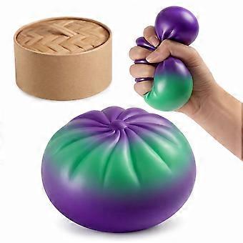 Squeezable Bun Toy (Green-Purple Gradient): A soft, interactive, colorful, gradient-shaped bun toy that you can repeatedly knead and play with.