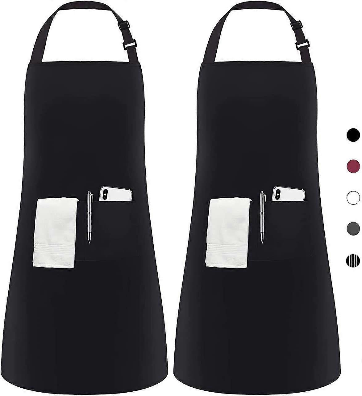 2Pcs Adjustable Apron with 2 Pockets Cooking Apron Kitchen Apron