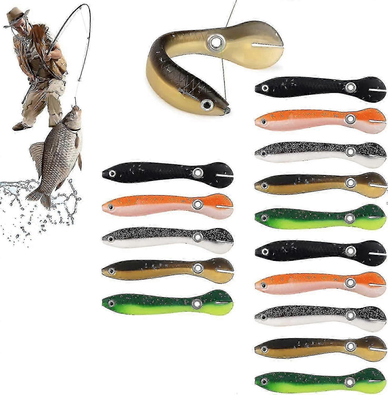 15pcs Soft Bionic Angelköder, Schmerle Soft Angelköder, langsam sinkende bionische Schwimmköder-Yvan