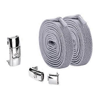 QingHai 1 Pair 8mm No Tie Shoelaces Buckle Closing Opening Solid Color Flat Elastic Multipurpose Kids Adult Lazy Shoe Laces for Outdoor