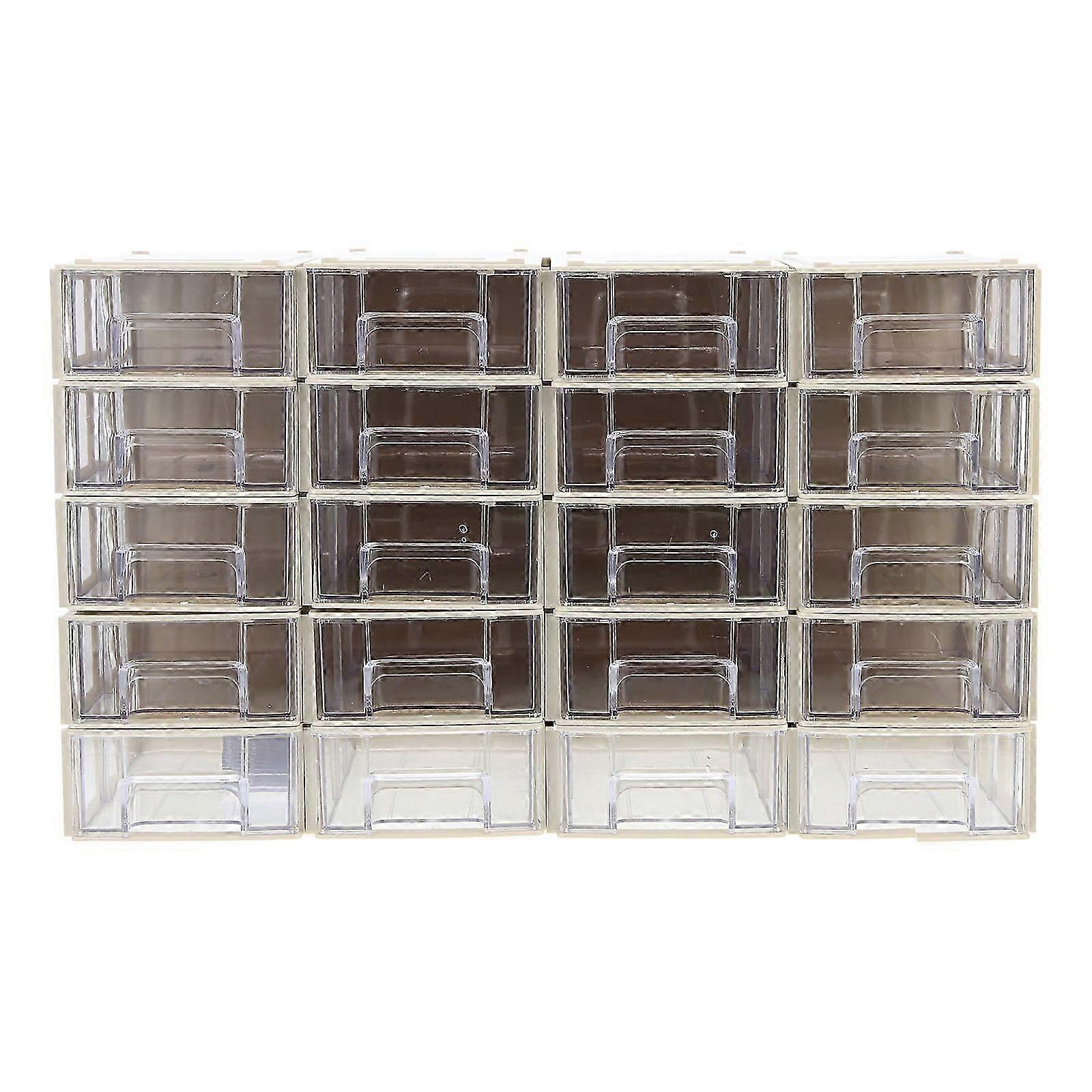 20 Sets Stackable Drawer Type Storage Boxes For Efficient Small Items Storage In Beige With Wear Resistance Attributes