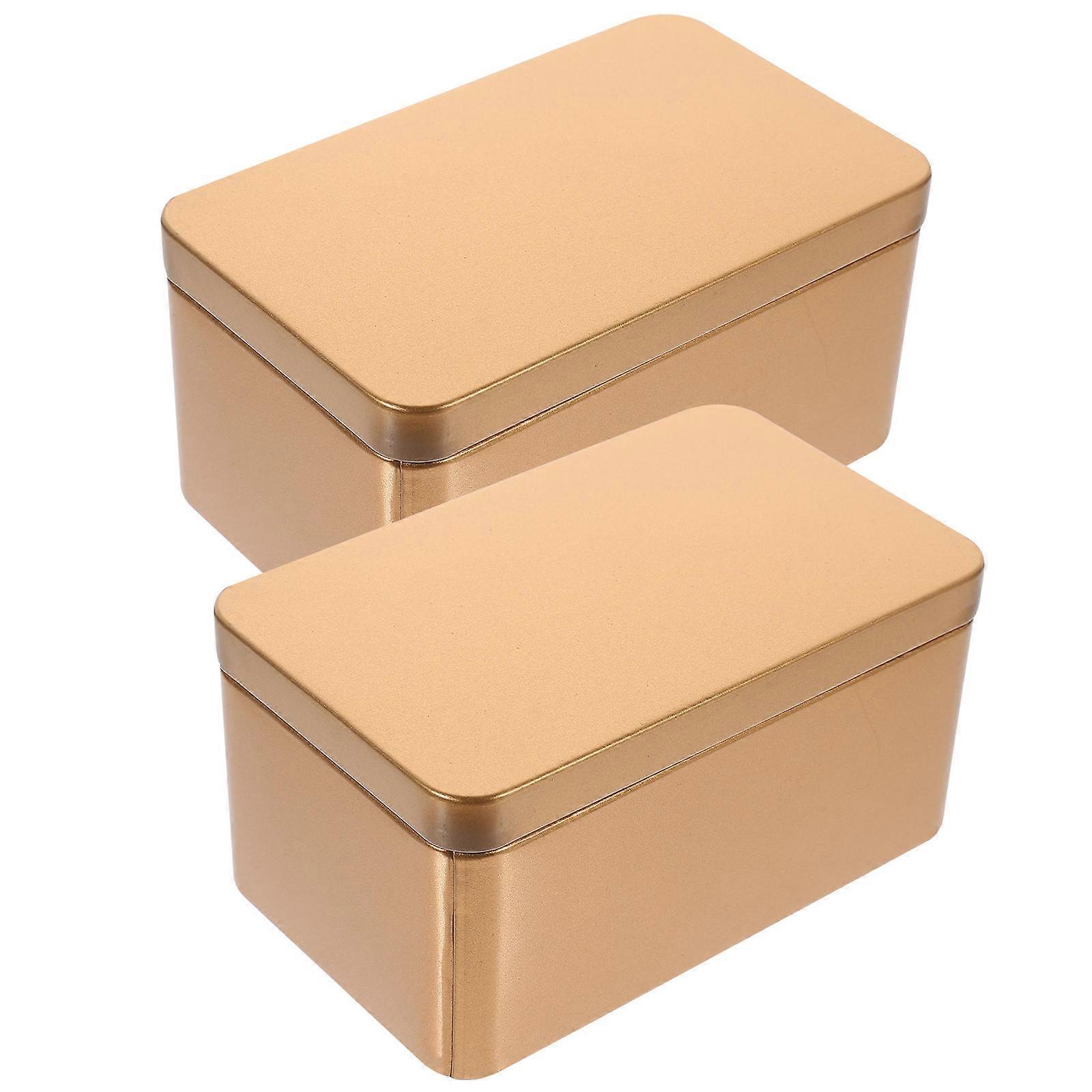 2Pcs Household Tea Box Bulk Tea Packaging Box Rectangular Tinplate Storage Box