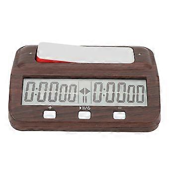 Professional Digital Chess Clock Count Up Down Timer with Audible Alarm and Bonus Delay Portable Wood Appearance for Competition