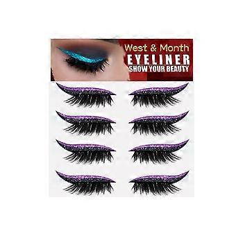 West&Month purple European and American four pairs of eyelash eyeliner adhesive free self-adhesive gel strip curling false eyelashes