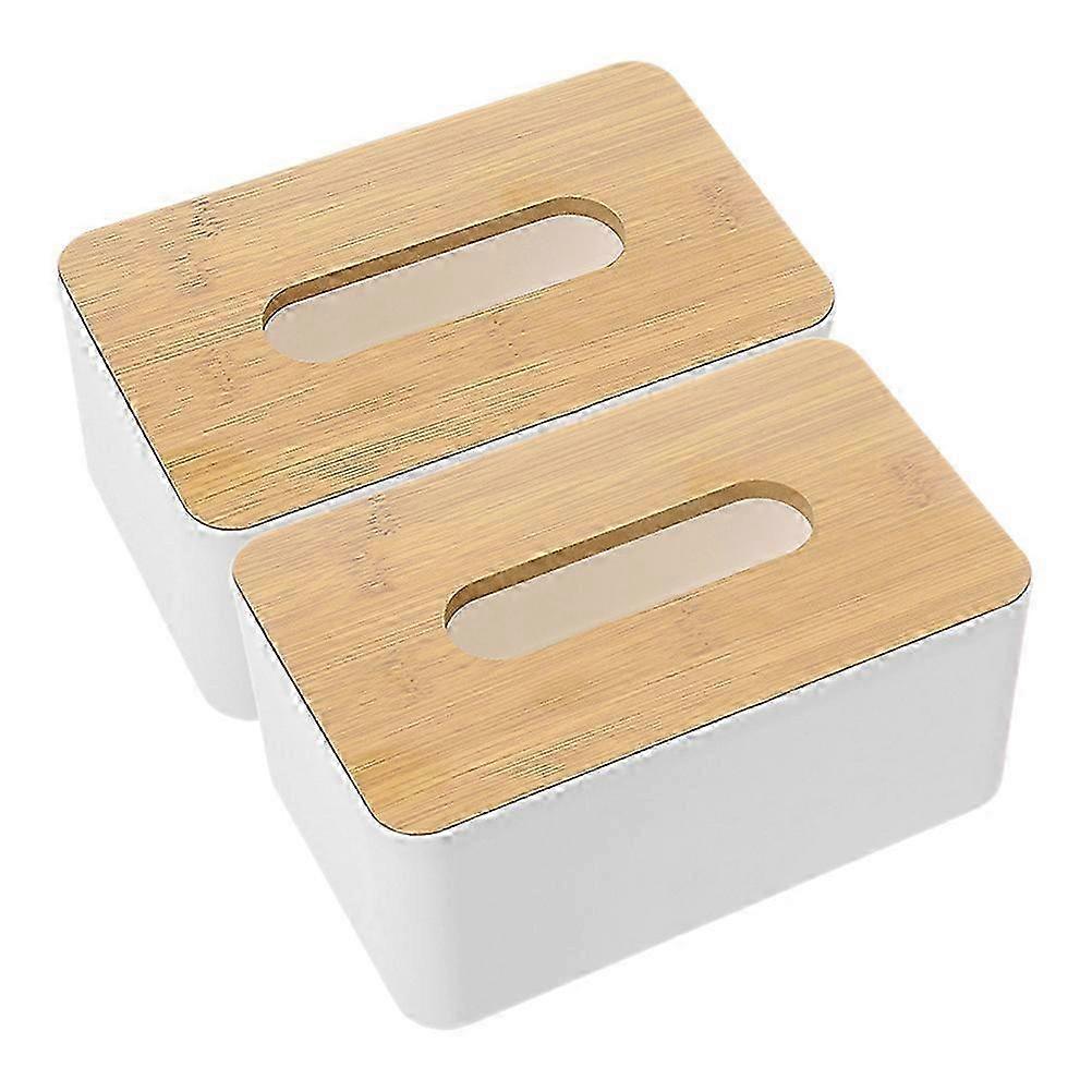 Rectangular Wooden Tissue Box Cover compatible with Daily Use 2Pcs Tissue Holder