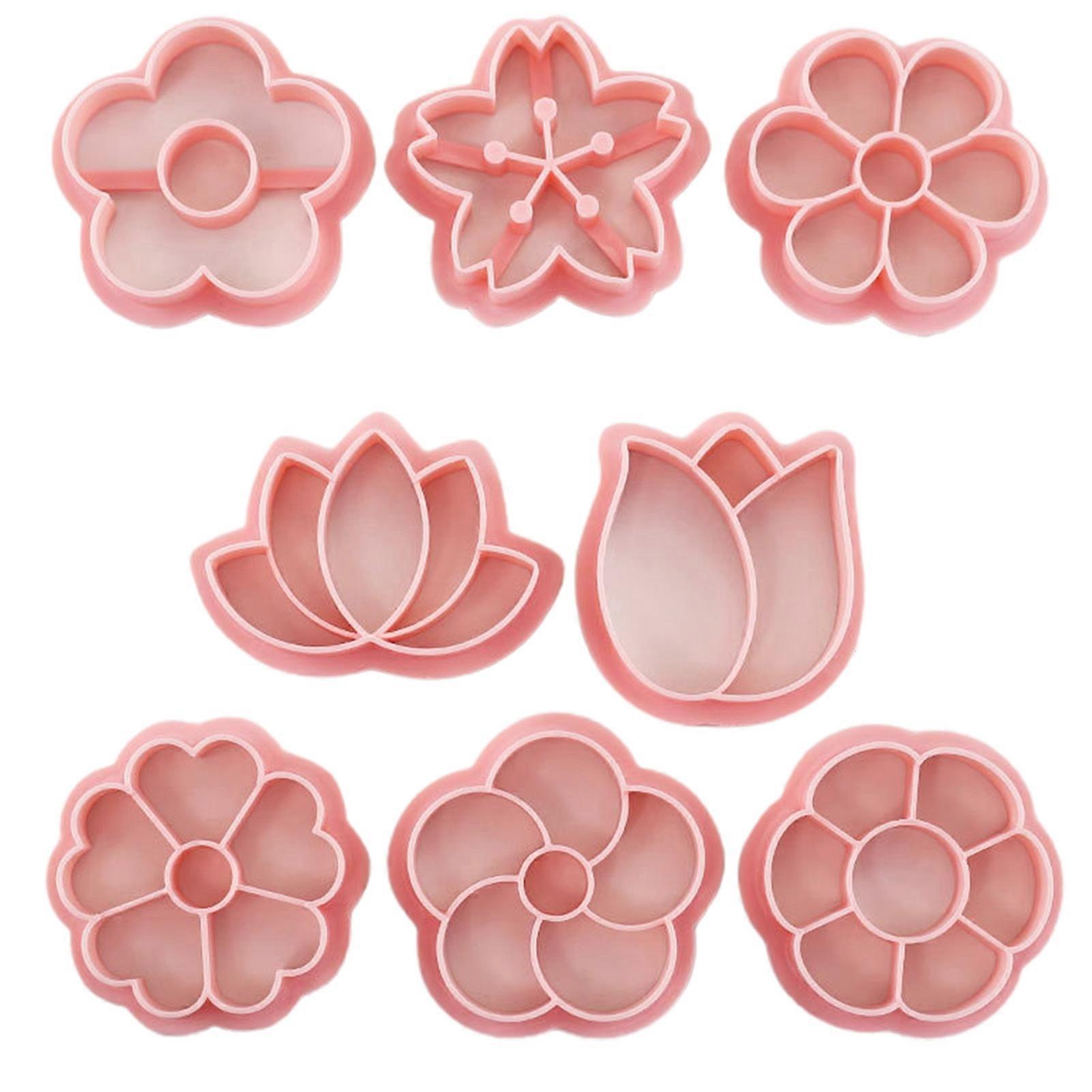 8 Piece Plastic Cookie Cutters with Flower Shape for Baking Use