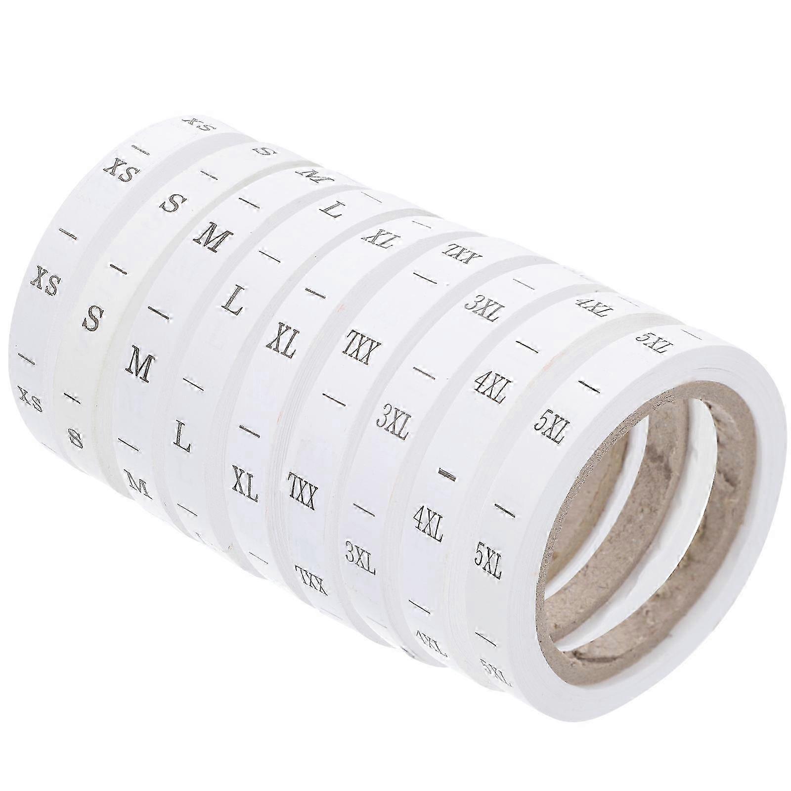 Size Tags For Clothing Classification 100x2.5cm Rectangular White Labels 8 Rolls