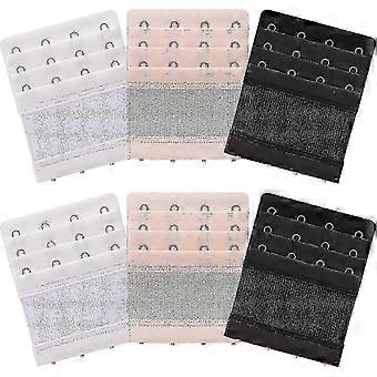 6 Pieces Bra Strap Extenders, 4 Hook 3 Row Adjustable Bra Extender, Soft Elastic Cotton compatible with Women
