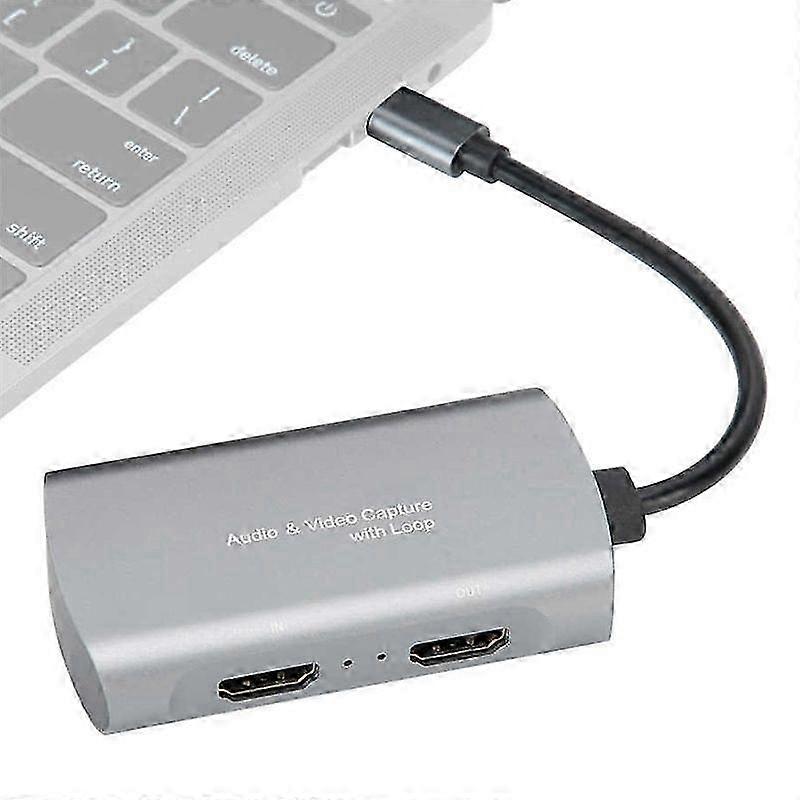Video Capture Card, 4K Type-C to HDMI 1080P, Loop, Portable, Compatible with Windows, macOS, Linux