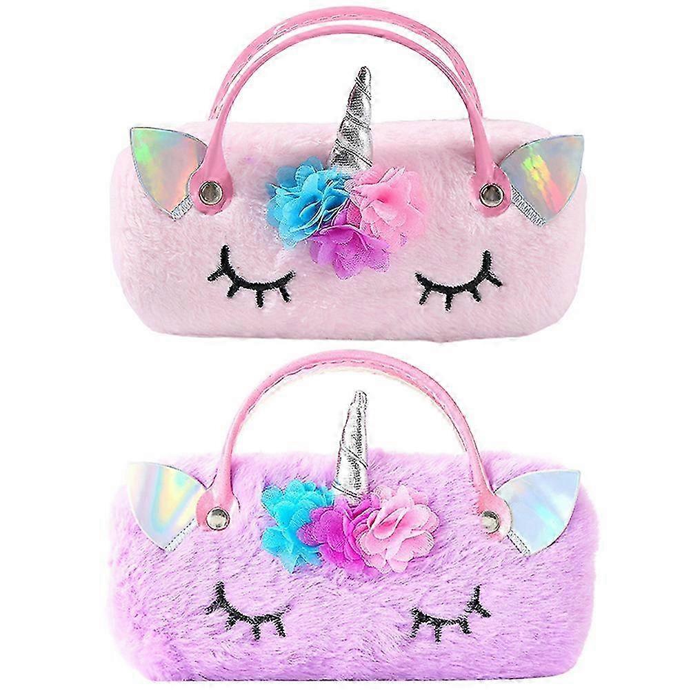 Plush Unicorn Eyeglass Case Set 2pcs