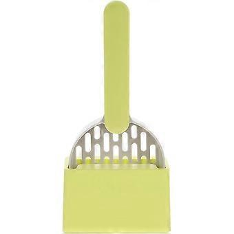 Cat Litter Scoop with Holder, Green ABS, Wide Opening, Easy Cleaning, Lightweight and Sturdy, for Small to Large Cats, Set
