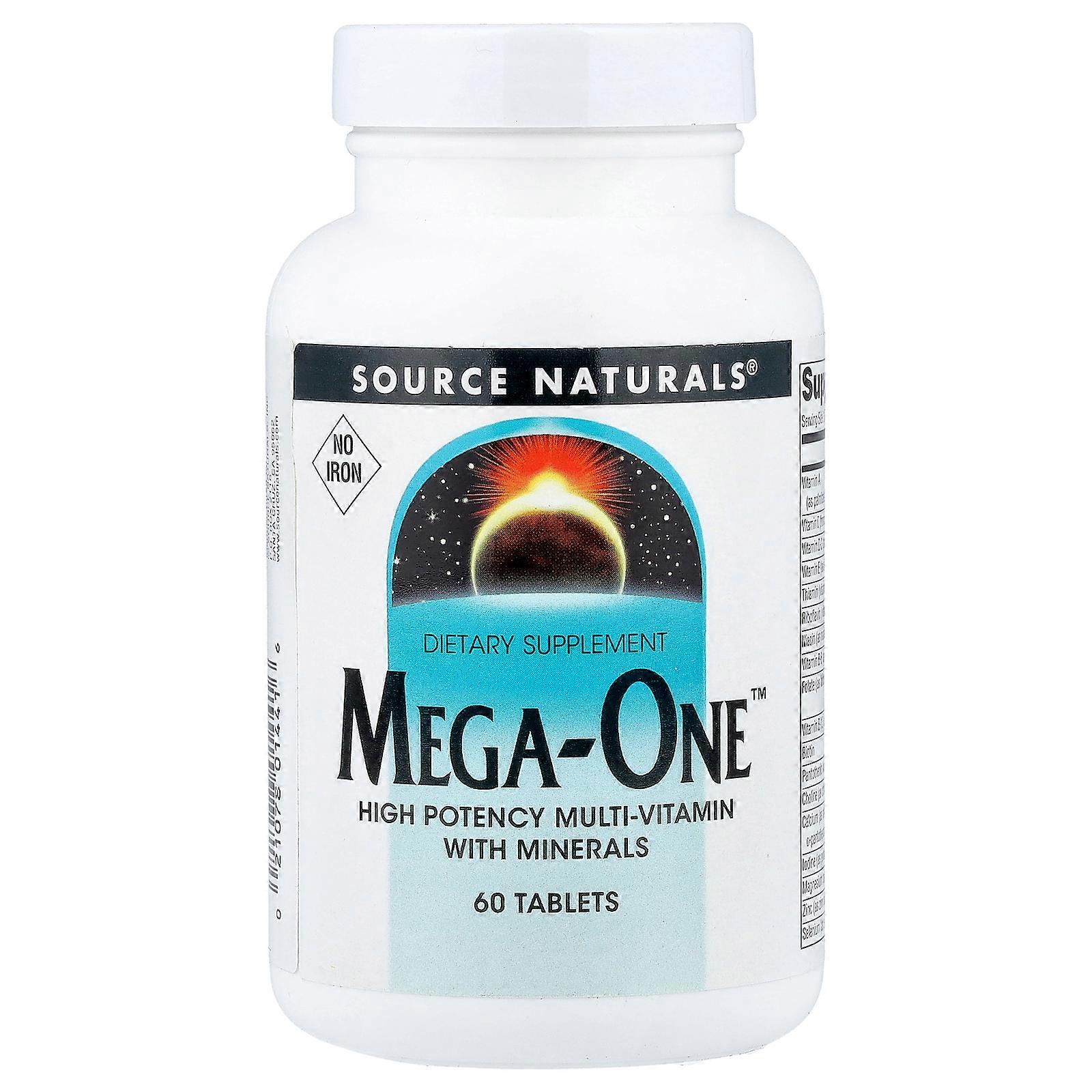 2 x Source Naturals, Mega-One™, No Iron, 60 Tablets