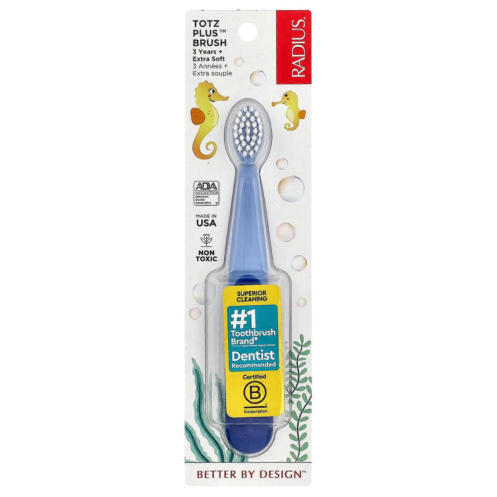 6 x RADIUS, Totz Plus™ Brush, 3 Years +, Extra Soft, Blue, 1 Toothbrush