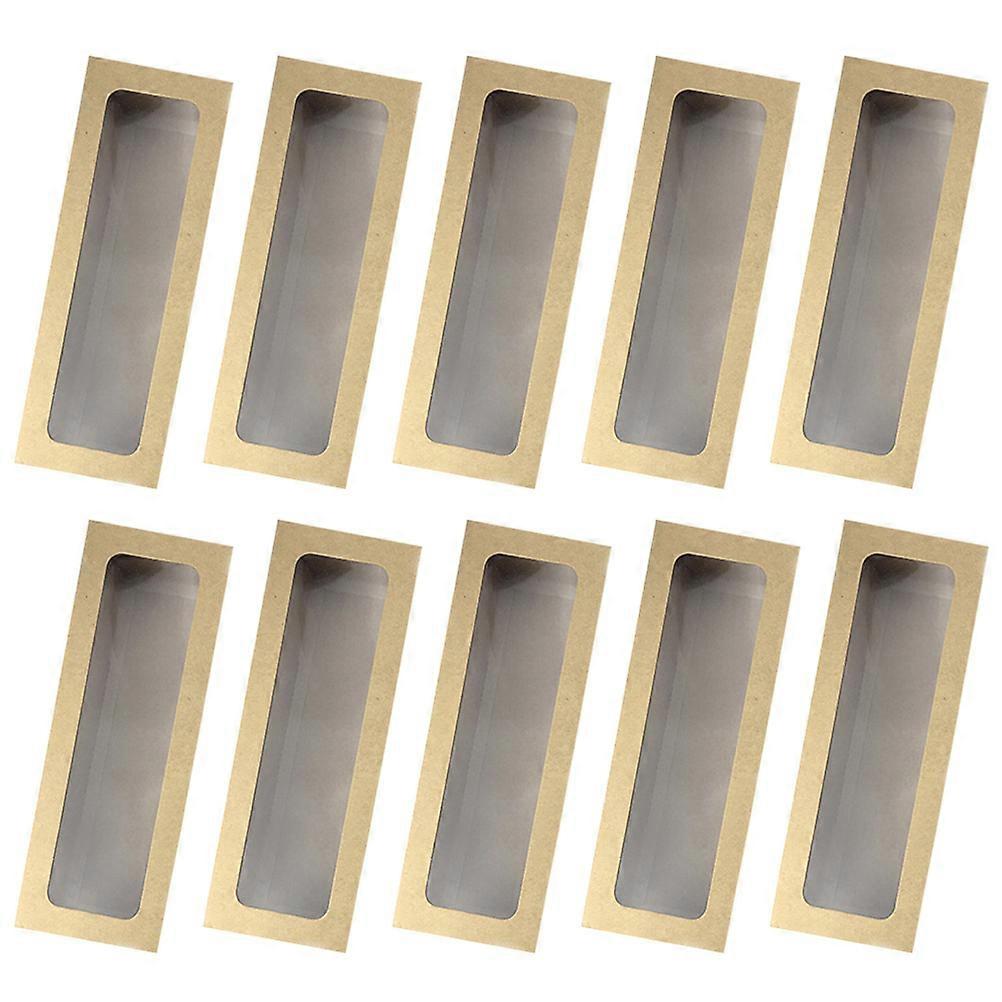Long Cake Dessert Boxes Baking Packaging Boxes with Clear PVC Window 10Pcs