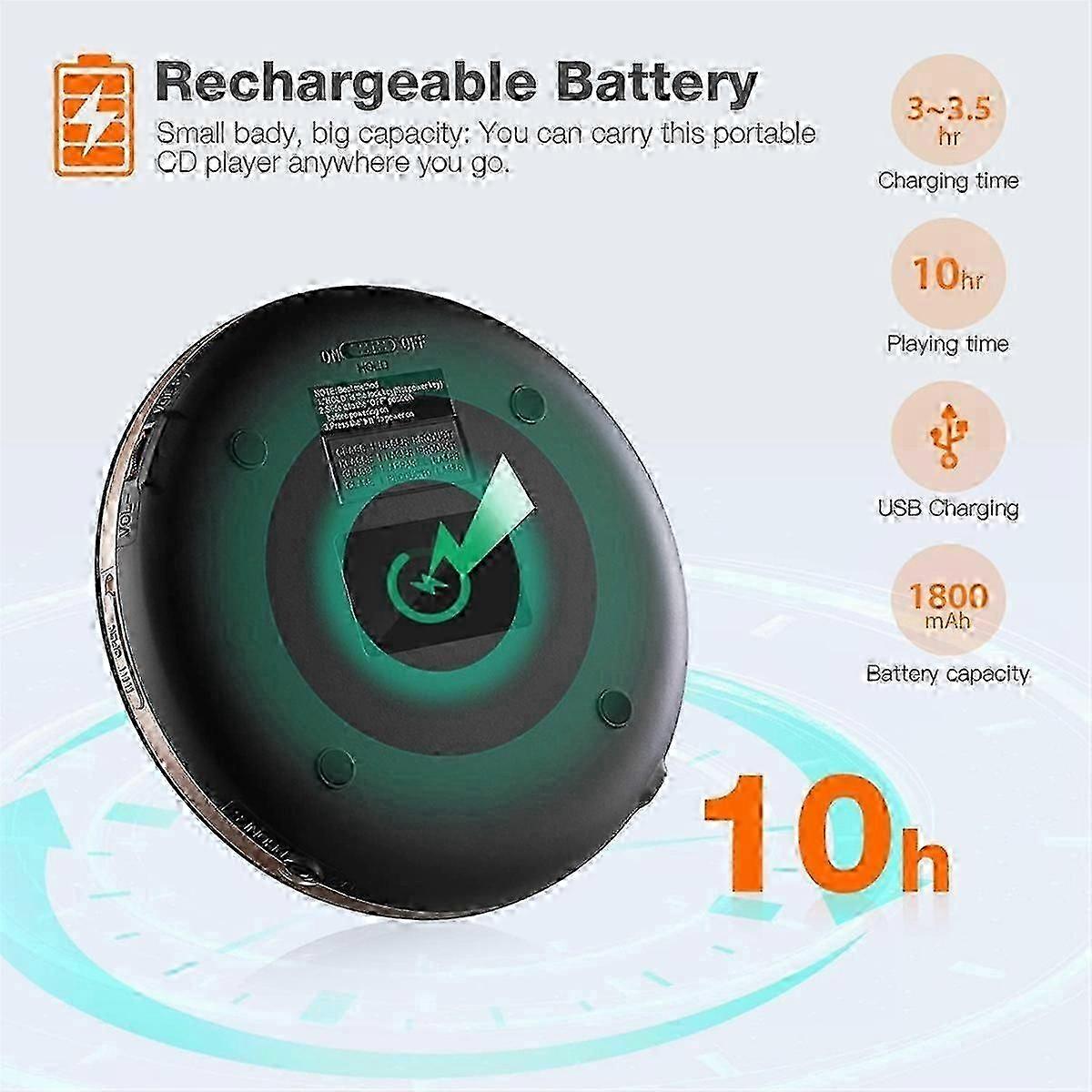 Portable Bluetooth Wireless CD Player Model CD711T, Suitable for Home and Car Use