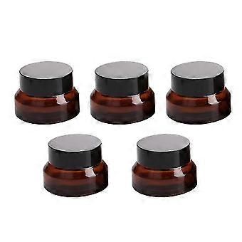 5Pcs Dark Brown Glass Travel Bottles, Light-Proof Leakproof Screw Lid Jars for Eye Cream Serum Lotion Storage, Portable for Travel and Home Use