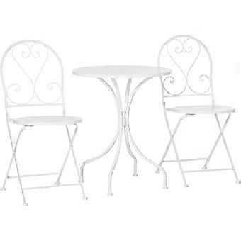 Bistro tuinset 3-delig met ronde tafel en twee klapstoelen wit