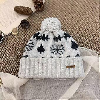 Fair Island jacquard wool hat women's autumn and winter cold protection ear protection warm cold hat big head circumference hairball wool knitted hat