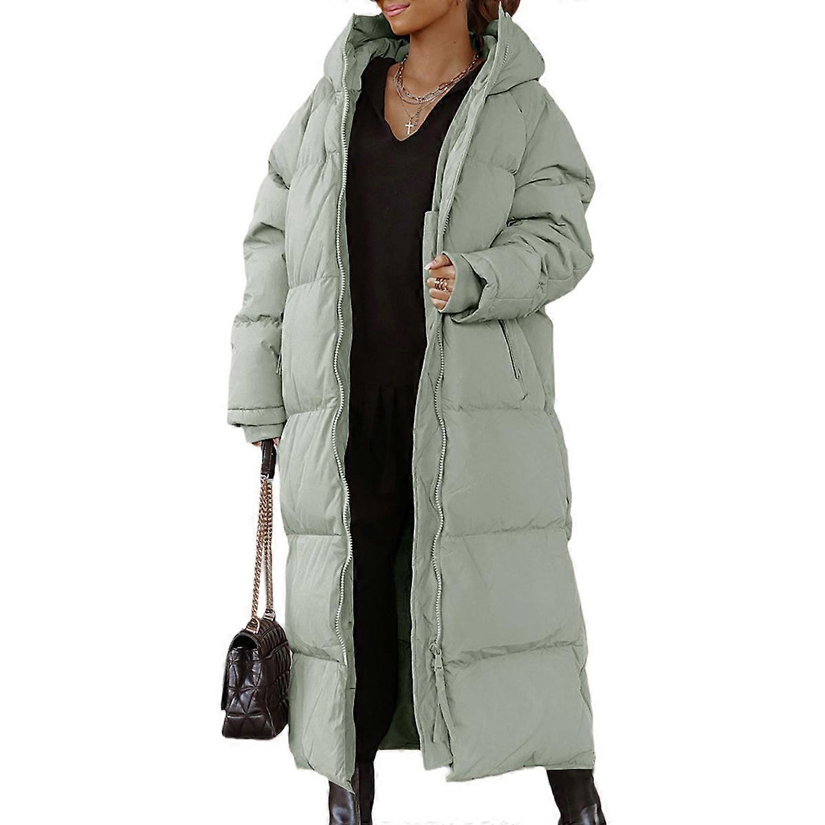 Long Hooded Puffer Coat Windproof Warm Winter Jacket