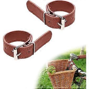 2PCS Bike Basket Straps Brown Bicycle Wicker Basket Straps Bike Basket Replacement Strap Wicker Front Handlebar Basket Strap Vintage Cycling Basket Le