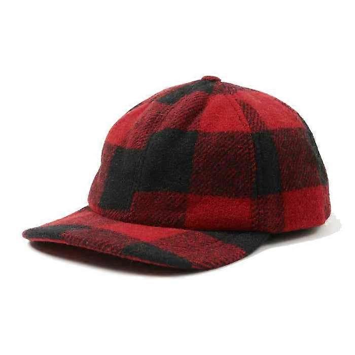 Crown Cap Buffalo Check Ball Cap Black/red Wool Aviator Hat