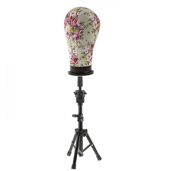 Cork Canvas Block Mannequin Model Head Wigs Making Display Tripod Stand 21"