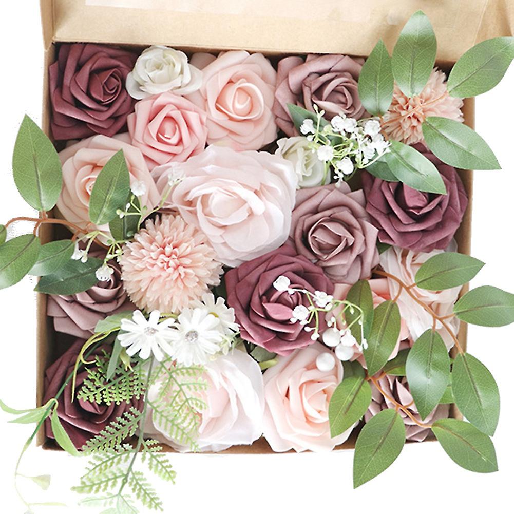 Artificial Wedding Flowers Box Set Dusty Flowers Combo for DIY Arrangements Centerpieces Bouquets H