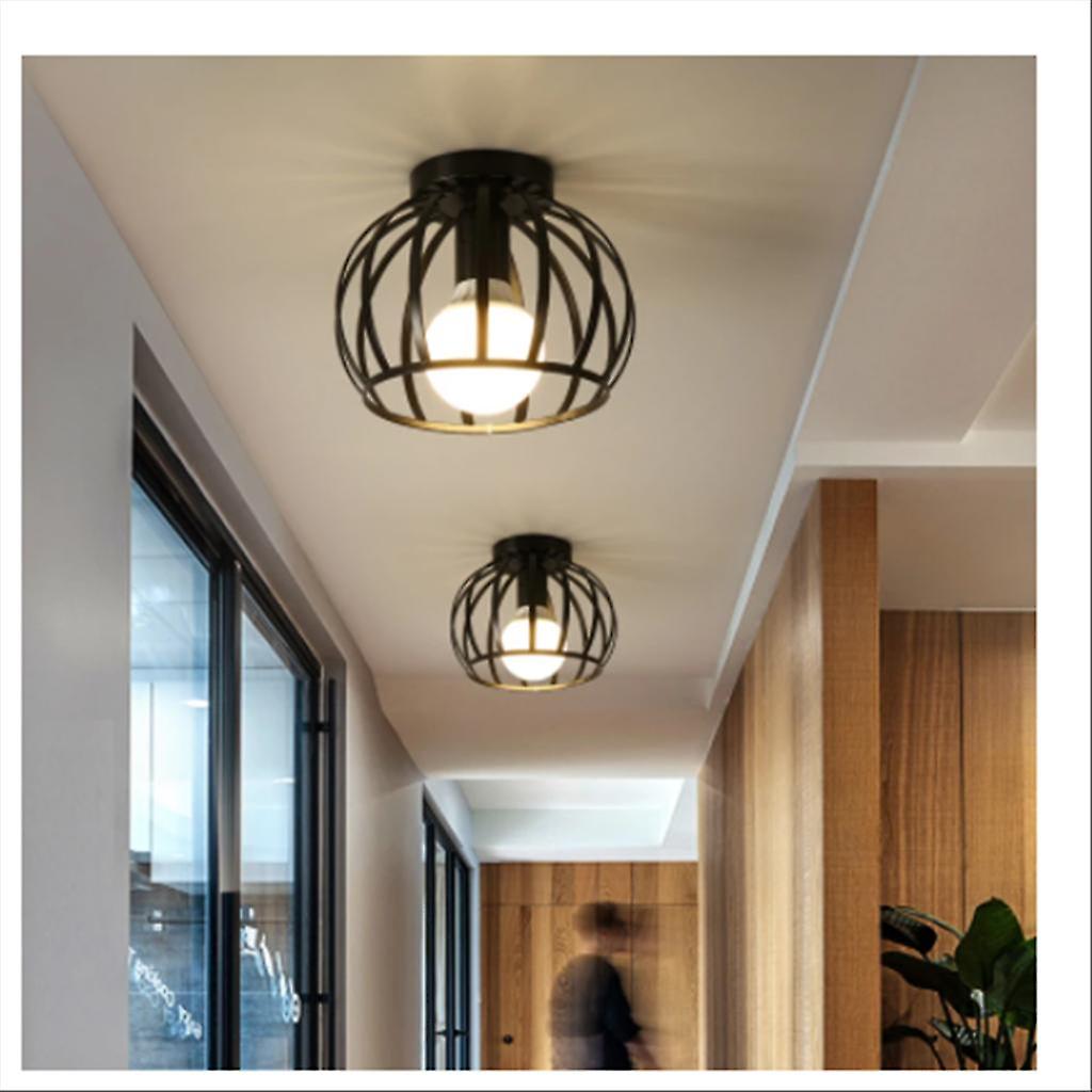 Semi Flush Mount Ceiling Light E27Base Industrial Metal Round White Light