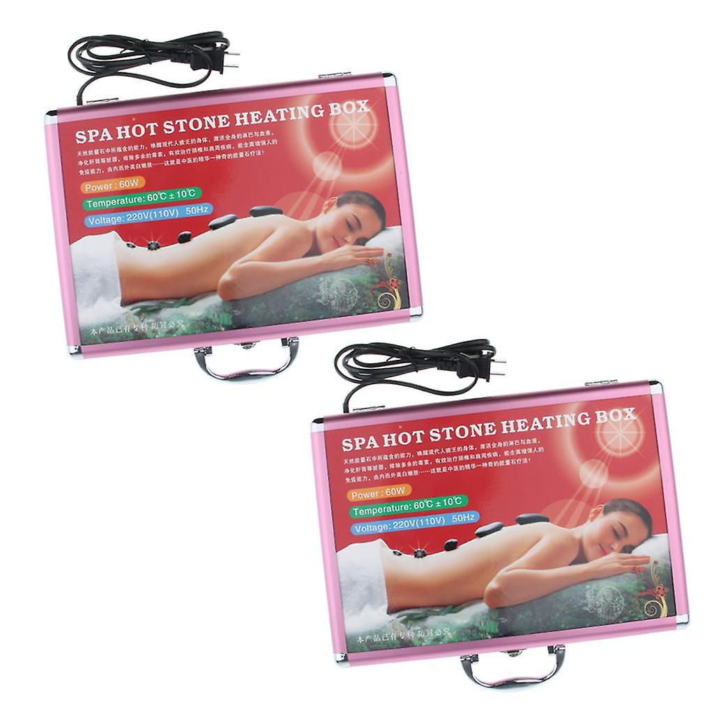 2X ספא אבן חמה רוק חימום תיבת עיסוי אבן מחמם מקרה מחמם תקע ארה"ב