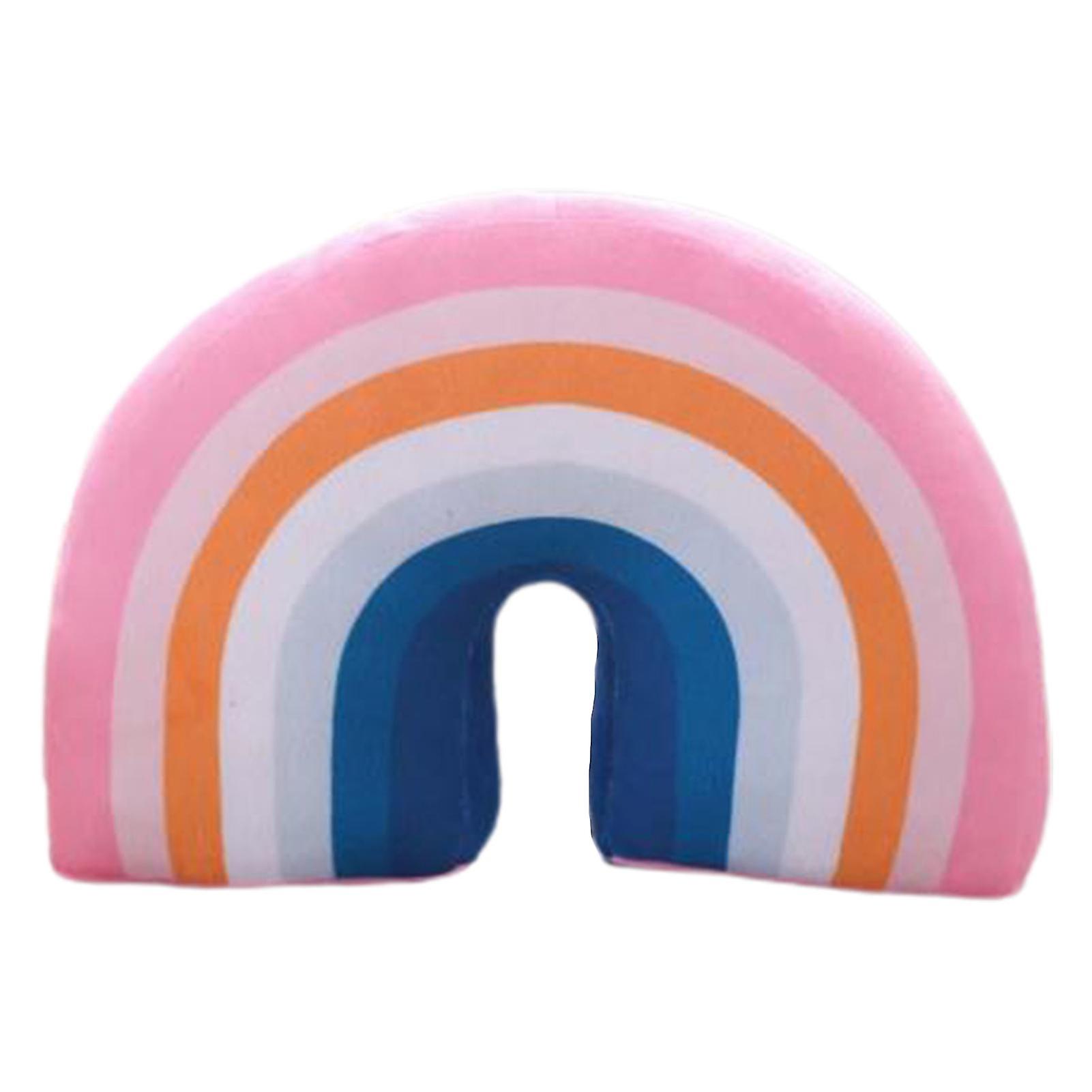 Rainbow Pillow Soft Texture Room Decor Colorfast Stuffed Rainbow U Shape Kid Pillow For Home