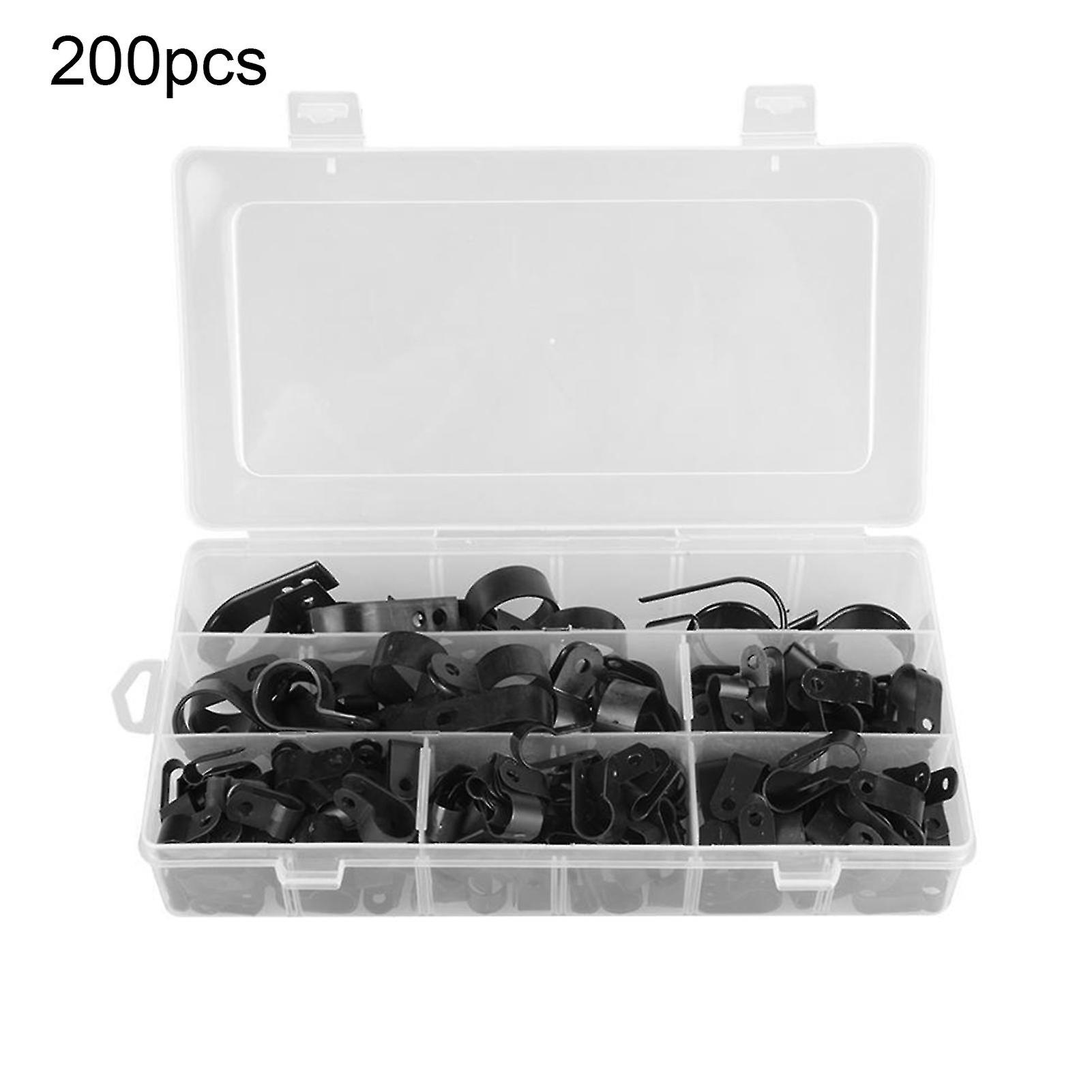 200pcs R Type P Clip Facile à stocker Compact Multiple P Cable Clips Set pour la gestion des câbles Q