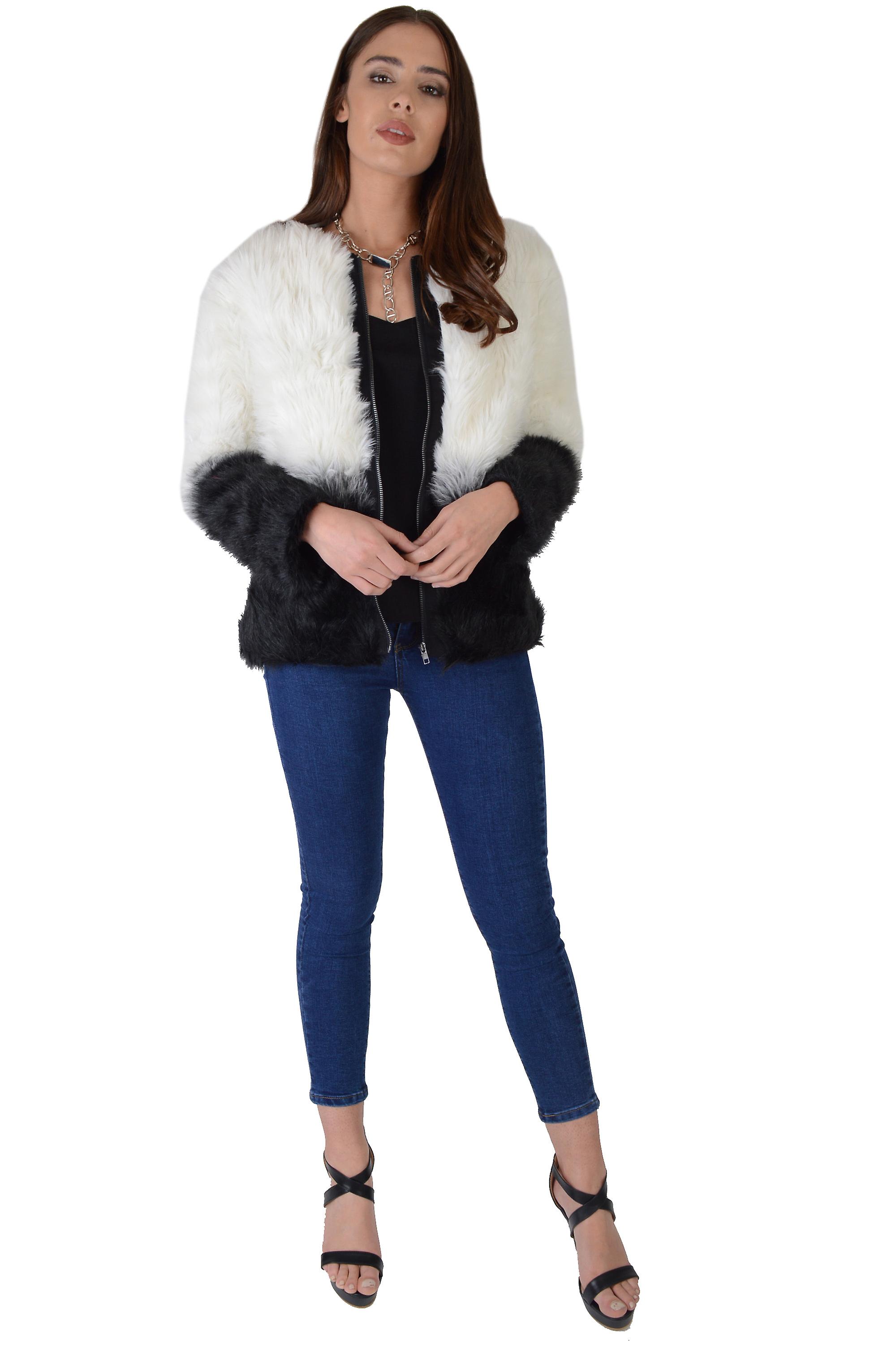 Lovemystyle bianco e nero pelliccia Bomber