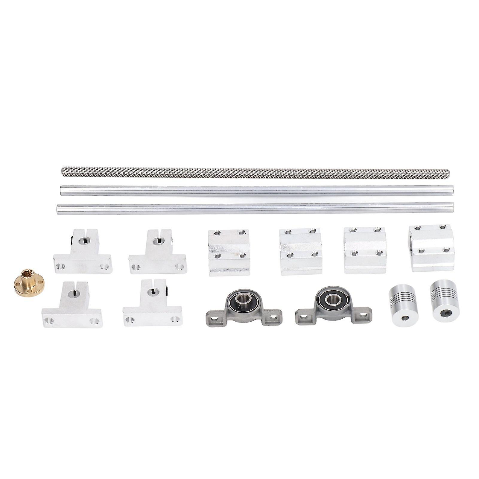 8mm T8 Lead Screw Kit, 300mm Horizontal Optical Axis 8mm Lead Screw Dual Rail Shaft Support Pillow Block Bearings and Shaft Coupling 4547X