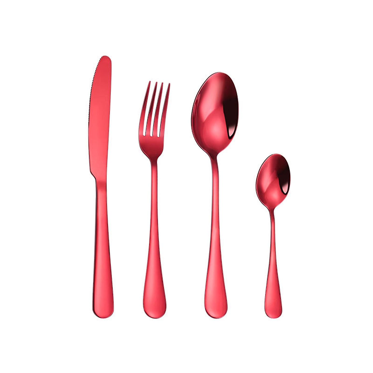 4Pcs / Set Exquis Couverts Set Résistant à la corrosion Acier inoxydable Bord lisse Utilisation sûre Scoop Fork f